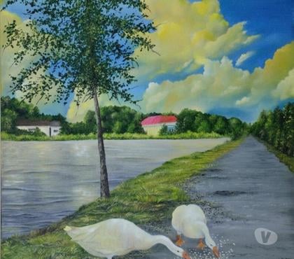 Antiques - Photos for Buy Duck Painting, the Sunset View of A Serene Neutral Lands