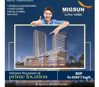 Houses & Flats for sale - Photos for Migsun Alpha Central | Studio Apartments in Greater Noida