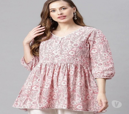 Clothes & Accessories - Photos for Baby Pink Floral Printed Peplum Top