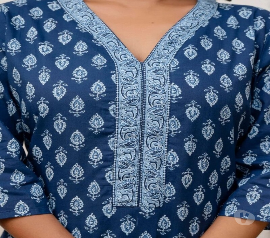 Buy & Sell Clothes Kolkata - Photos for Elegant Blue Floral Printed Straight Kurta