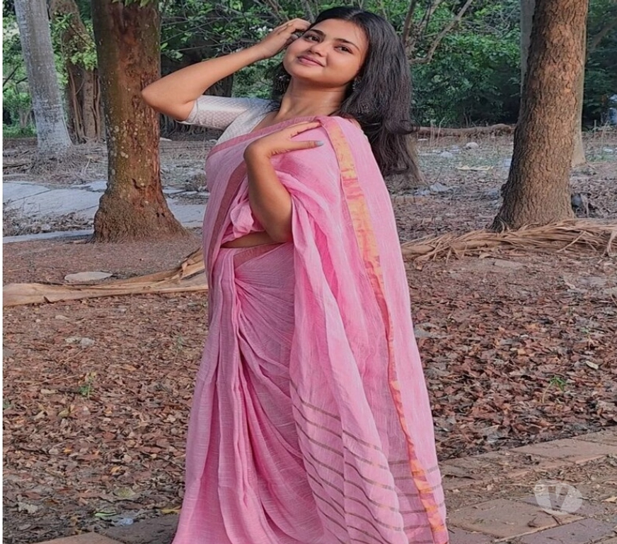 Buy & Sell Clothes Kolkata - Photos for Classic Pink Handloom Linen Saree