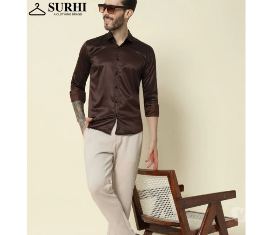 Buy & Sell Clothes Jaipur - Photos for Dark Chocolate Color Shirt for Men: Elegant & Stylish Outfit