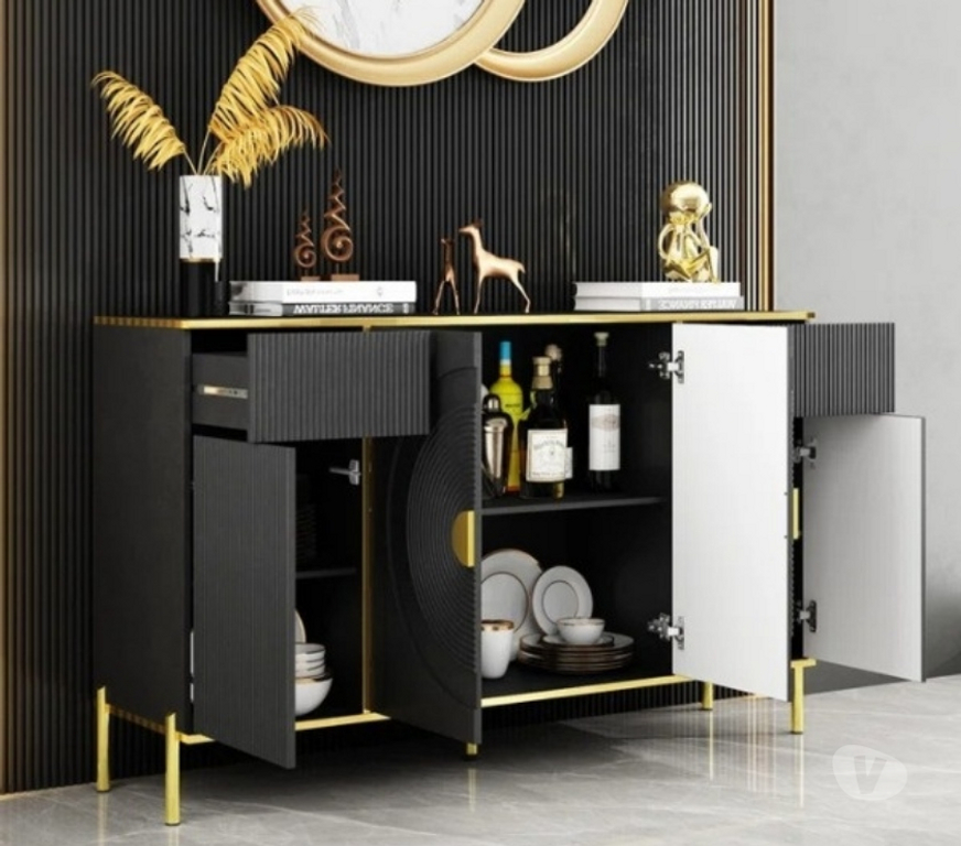 Used Furniture for Sale Faridabad - Photos for Modern Black Buffet by Heera Moti | PU Finish