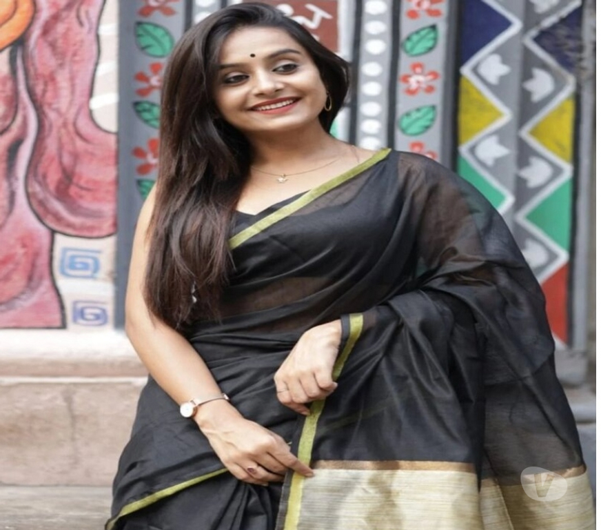 Buy & Sell Clothes Kolkata - Photos for Elegant Black Cotton Silk Saree