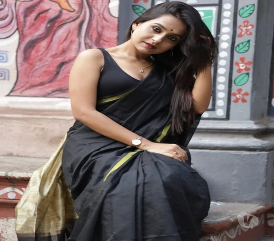 Buy & Sell Clothes Kolkata - Photos for Elegant Black Cotton Silk Saree