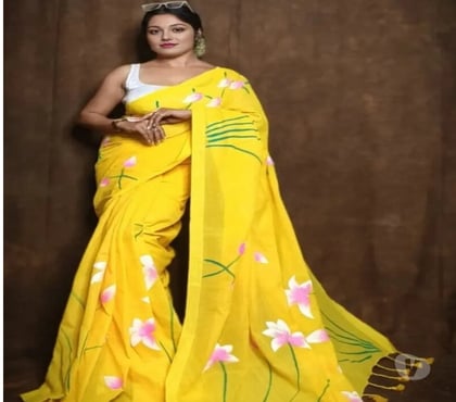 Buy & Sell Clothes - Photos for Elegant Yellow Handloom Cotton Saree