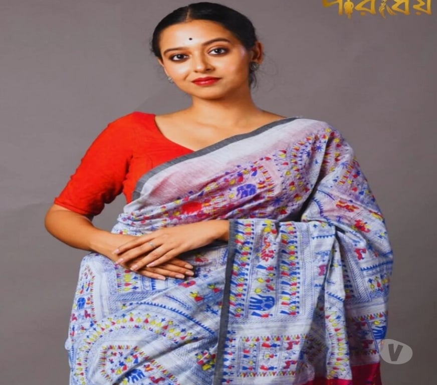 Buy & Sell Clothes Kolkata - Photos for Ash Cotton-Mix Chanderi Saree