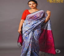 Ash Cotton-Mix Chanderi Saree