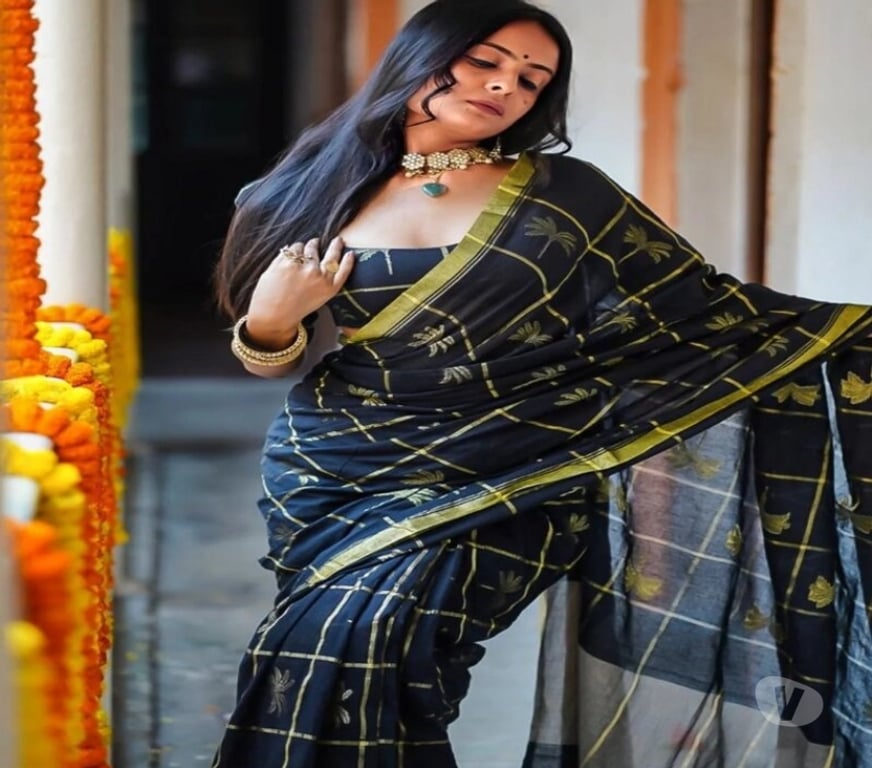 Buy & Sell Clothes Kolkata - Photos for Black Pure Cotton Saree