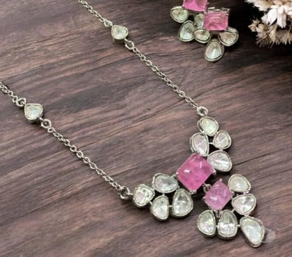 Fashion accessories - Photos for Statement Cz Polki Kundan Pendant Necklace
