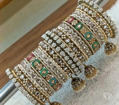 Fashion accessories - Photos for Rajasthani Rajwadi Pearl Kundan Kangan Chooda Set -Ishhaara