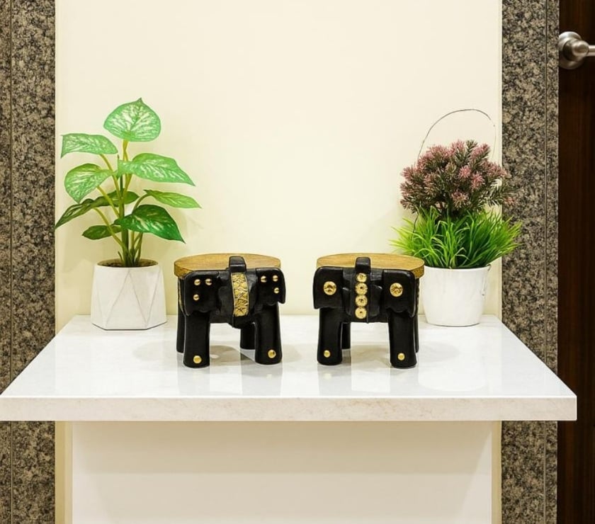 Buy & Sell Scrap - Photos for Handcrafted Emboss Painted Wooden Elephant Stool