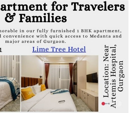 Houses & Flats for rent - Photos for Well-Equipped 1BHK Serviced Apartment Near Artemis Hospital