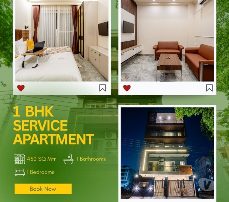 property for rent Gurgaon - Photos for Bright & Fully Equipped 1BHK Service Apartment Near Medanta