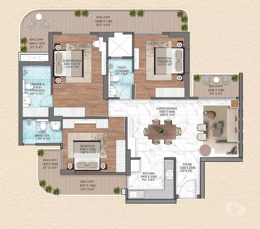 Houses & Flats for sale Greater Noida - Photos for 3&4 BHK Luxury Apartments in Greater Noida West – Mahagun