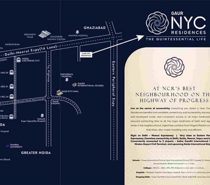 Houses & Flats for sale Ghaziabad - Photos for 4 BHK Apartments in Wave City - Gaur NYC Residences