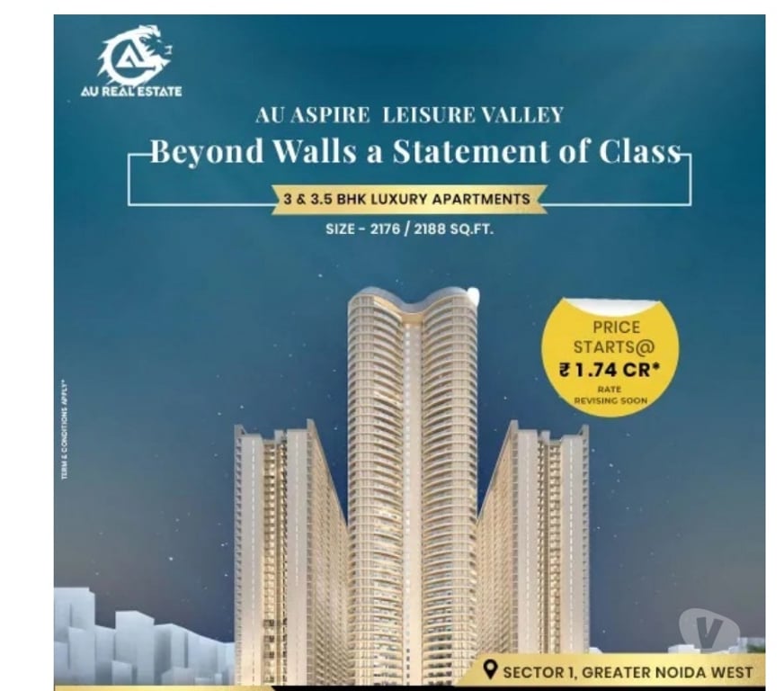 Houses & Flats for sale Greater Noida - Photos for AU Aspire Leisure Valley: Premium 3 & 3.5 BHK Homes in GNW