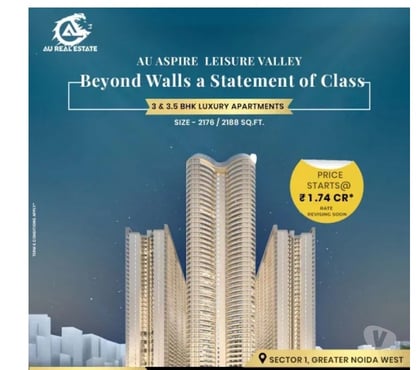 Flats for sale - Photos for AU Aspire Leisure Valley: Premium 3 & 3.5 BHK Homes in GNW