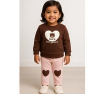 Brown Love Bear Co-ord Set for Girls