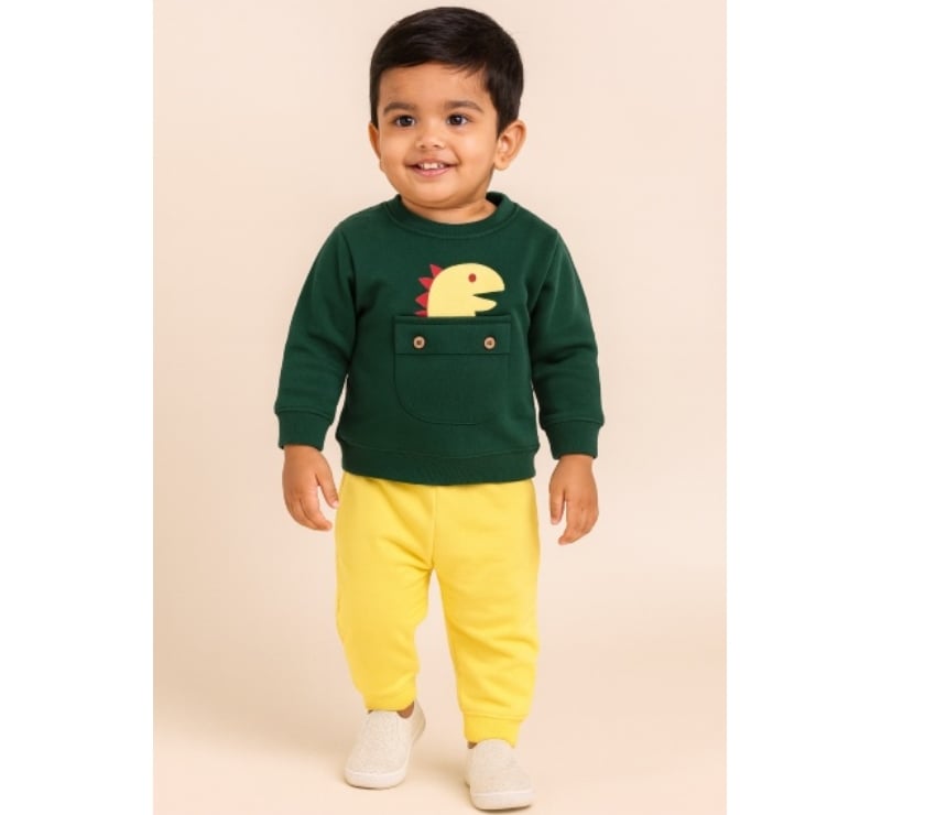 Kids' corner - Photos for Dinosaur Pocket Sweatshirt & Jogger Set for Boys